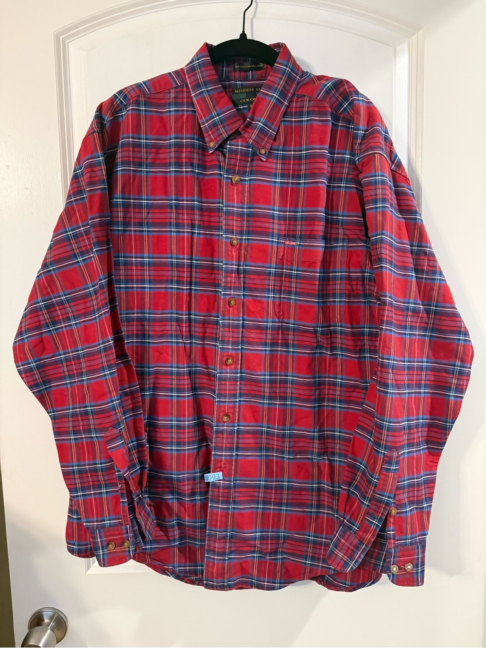 Vintage Alexander Julian Red Plaid Button-Down Shirt. Early 90s Only dry cleaned